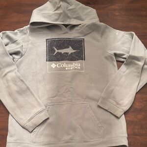Columbia PFG Light Gray Hoodie with Shark Design